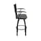 Holland Bar Stool Co Jackie with Arms 36 in. Swivel Bar Stool with Black Wrinkle Finish and Graph Chalice Seat 415 - alternate 4